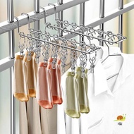 F&Z 10/16 Clips Sock Drying Rack Wall-Mounted Multi Functional Stainless Steel Underwear Drying Rack