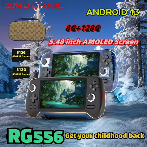 ANBERNIC RG556 Retro Handheld Game Console Android 13 System 8G+128G 5.48 inch AMOLED Screen Video P