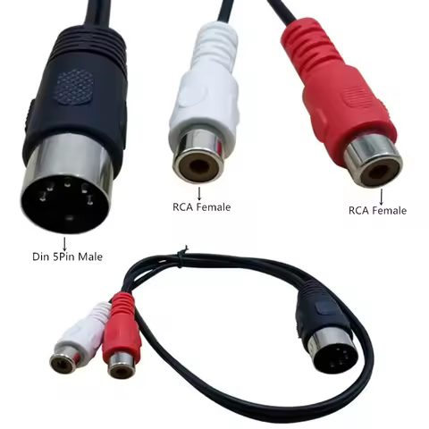 Din 5 Pin Male to 2 RCA Female Professional Grade Audio Cable for Bang & Olufsen, Naim, Quad.Stereo 
