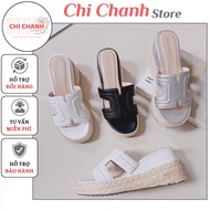 H Canoe Sandals Covered with Sedge 7cm High Fashion Korean Style Lightweight Sole 7m High on High Fe