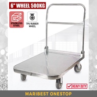 500kg STAINLESS STEEL FOLDABLE TROLLEY Platform Hand Truck Trolley Troli Barang Heavy Duty 4 Wheel C