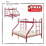 FREE SHIPPING Maroon Bunk Bed Double Decker | Queen &amp; Single Double Decker  | Katil Double Decker | Katil Besi 2Tingkat