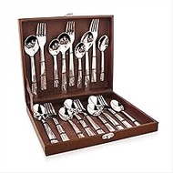 Montavo by FnS Pebble Premium Laser Engraved Cutlery Set, 18 Pcs - 6 Dinner Spoons, 6 Dinner Forks, 