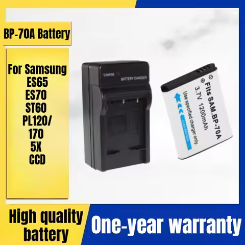 BP-70A Camera Battery, Charger for Samsung ES65 ES70 ST60 PL120/170 5X CCD Digital Camera 3.7V 1200m
