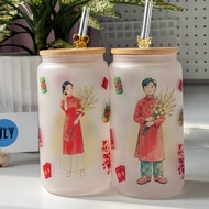 Designed glass cup CNY VIETNAM, 500ml glass cup, LiLY designed glass cup GLASS CUP