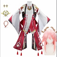 Yae Miko Cosplay Anime Genshin Impact Yae Miko Guuji Yae Cos ชุดนักบวช Yae Miko สำหรับผู้หญิง ชุดนัก