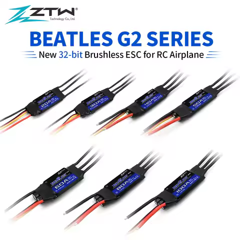 ZTW 32-Bit Brushless ESC Beatles G2 20A/30A/40A/50A/60A/80A/100A 2-6S SBEC 5V/6V 8A Speed Controller