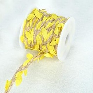 Namzi Burlap Leaf Ribbon, 66 feet in Total, 5mm Natural Jute Thread Ribbon with Artificial Leaves, U