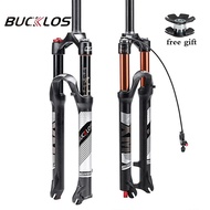 BUCKLOS MTB Bike Air Suspension Fork 26/27.5/29" Mountain Bicycle Fork 120mm Travel Straight/Tapared Cycling Fork