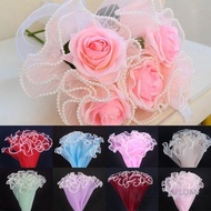 CARAMELOMA Flower Wrapping Cloth, Pearl Lace Handmade Bouquet Gift Wrapping Mesh,  Florist 28cmx4Yar