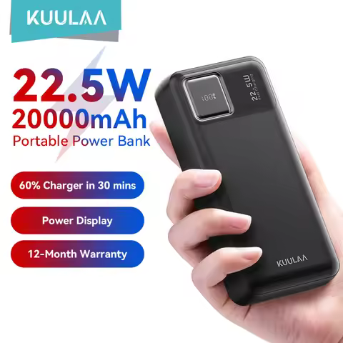 KUULAA 20000mAh Power Bank Portable External Battery 22.5W Fast Charging Portable Charger for IPhone