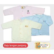 LUCKY BABY - Plain LB Newborn Clothes, Light Color, Long Sleeves (1 Pack, 6 Pcs)