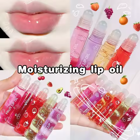 1PCS Lip Oil Moisturizing Lip Balm Moisturizing Ball Colorless Clear Fruit Avocado Peach Strawberry 