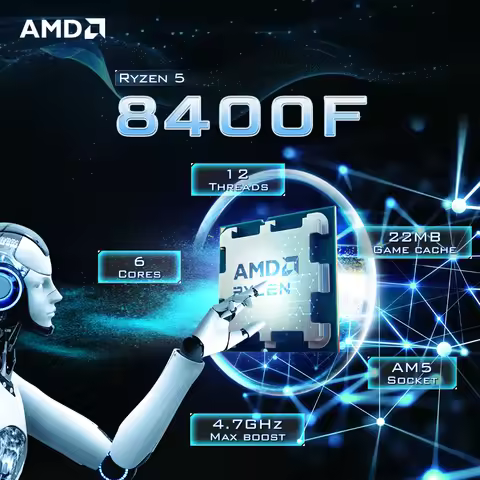 AMD Ryzen 5 8400F DDR5 6-Cores 12-Threads 4.7GHz New PCIe 4.0 Desktop computer CPU processor with So