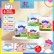 ( 6 Packs ) HeyBaby Diaper Pants Kids Super Soft  Lampin Jenis Seluar Pakai Buang