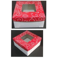 6X6X5 inches CAKE BOX RED ORNAMENTAL DESIGN (10 SETS)