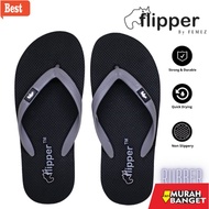 Suitable for Eid - Men's and women's flip-flops FLIPPER by FEMEZ Original black ash rubber slipper