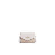 Coach Mini Envelope Wallet With Strap Signature Canvas In Sand Chalk CX162