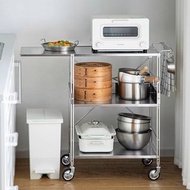 日本霜山 多功能不鏽鋼三層置物推車(2板+1擴展板)-DIY