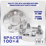 2PCs Wheel Spacer 4-Stud Lug PCD 100x4 Rim Kereta Tayar Roda Tire Tyre Vios City Civic AE101 Axia Be