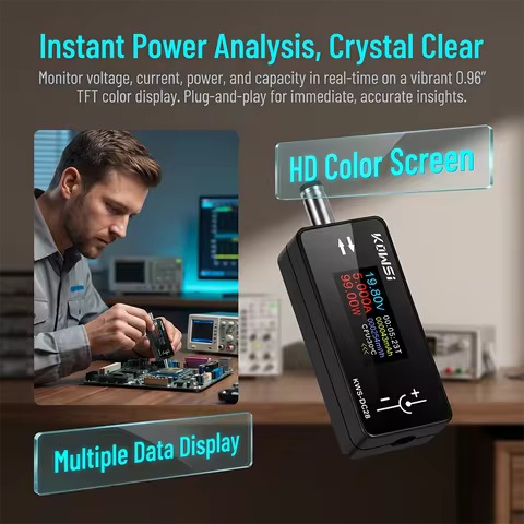 KWS-DC28 Voltage Ammeter Power Meter 0.96 inch TFT HD Digital Display DC 5.5*2.5 Interface Tester DC
