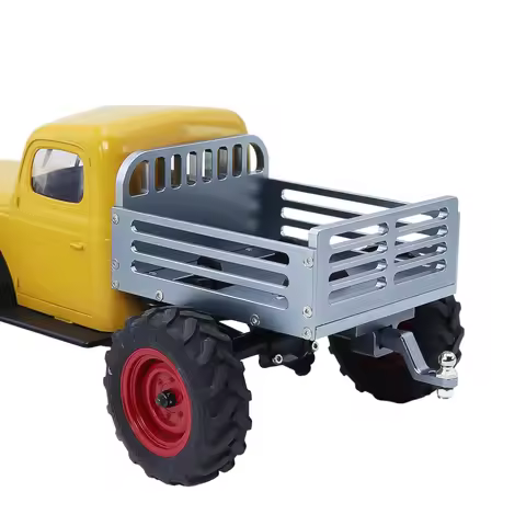 Metal Detachable Rear Bucket Carriage Trailer With Hitch For 1/24 RC Craweler FMS FCX24 POWER WAGON 