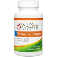 Wellness Res Vitamin K Complex Supplement - 600 mcg Vitamin K2 (as MK-4 and Trans MK-7) and 1000 mcg