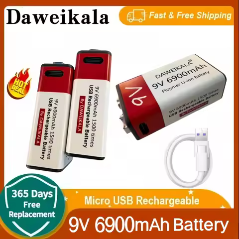 High performance 9V 6900mAh rechargeable large capacity lithium battery universal multimeter microph