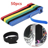 50 pcs Self-adhesive Fixed Velcro Tape Solid Nylon Velcro Cable Tie Wire Battery Rod Ring Belt Strap Fastener Tape Cord Tidy Organizer