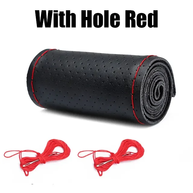 Artificial Leather Steering Wheel Cover Anti-Slip Braiding Cover For Steering Wheel Cowhide 37cm-38c