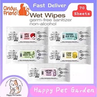 Cindy & Friend Wet Tissue/Pet Wipes( 70 Sheets )/ MEISHIYU PETS WET WIPES 80 PCS/Tin Bottle Design W