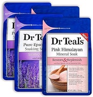 Dr Teal's Epsom Salt Bath Combo 4-Pack (12 lbs Total), Soothe &amp; Sleep with Lavender, and Restore &amp; Replenish with Pink Himalayan