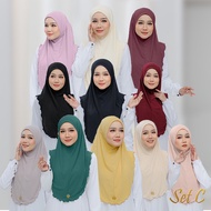 Zephia Tudung Sarung Layla Premium Jersey Ribbed with metal tag ironless instant tudung sarung murah sarung Set C