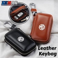 MG Leather Car Key Pouch Key Storage Bag Multi-Function Zipper Key Pouch for MG HS ZS EP MG5 MG3 MG4