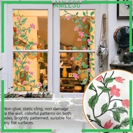 [Amleso] Window Sticker Glass Decal Easy to Peel Flower Window Cling Static Window Decal