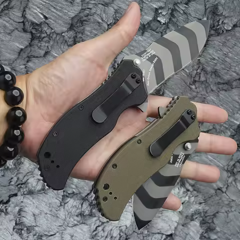 0350 Folding Blade Outdoor Zero Tolerance Tiger Stripe Plain Camping Tactical Folding Knife G10 Hand