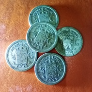 uang koin coin Kuno lama Indonesia jaman Belanda 1/4 Gulden perak
