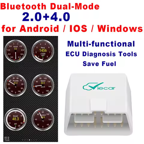 Viecar ELM327 V1.5 Bluetooth 4.0 OBD2 Diagnostic Scanner Code Reader IOS Android All OBDII Protocol 