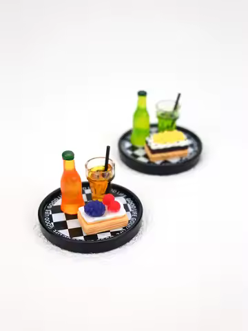 A Miniature Soda Cake Set Scene Decoration, Miniature Soda, Miniature Cake, Miniature Tray, Dollhous