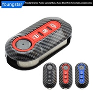 【FY】  Car Flip Key Case Cover Auto Key Shell Fob Keychain Cover ABS&Silicone for Fiat Ducato 500 500