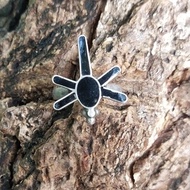 Cincin Ring Perak Silver Bali Motif Daun Batu Hitam Asli 925 Pria Laki