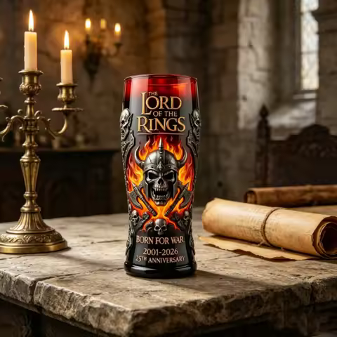 The Lord Of The Rings 25Th Anniversary Glass Cup, Viking Skull Flame Beer Pint, Home Bar Gift