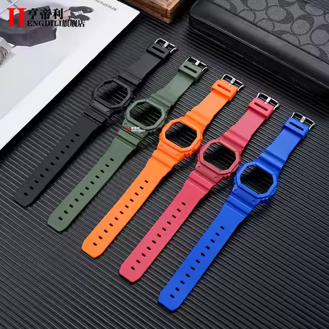 Replacement Watch Band & Case Set for Casio G-Shock DW5600 GW5600 5000 Resin Strap and Bezel for DW5