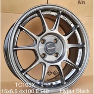 WedsSport Tc105X Flow Forming   15 inch 6.5jj offset 40  4x100 GLOSS-BLACK / GMD/ HYPER BLACK