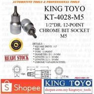 KT-4028-M5 ~ Original KING TOYO 1/2"Dr. 12-point Chrome Bit Socket - M5