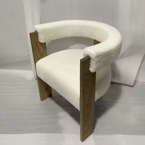 # Promotional Price Cozy Chairs Wooden Frame White Teddy Fabric Overstuffed Dining Chairs