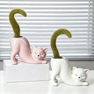 ✨Taiwan Ready Stock/Free Shipping✨Cute Ceramic Cat Flowerpot Balcony Cute Cartoon Animal Ceramic Mul