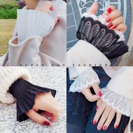 Quasar Sweater Sweatshirt - White with Lace Cuffs