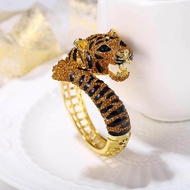 Women Bangle Tiger Indian Jewelry Animal Bracelet Pulseras Bijoux Femme Aesthetic Gold Crystal Cuff Enamel Party Kpop Fashion