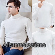 baju kaos turtle neck turtleneck pria PUTIH lengan panjang / kaos polos leher tinggi kerah tinggi